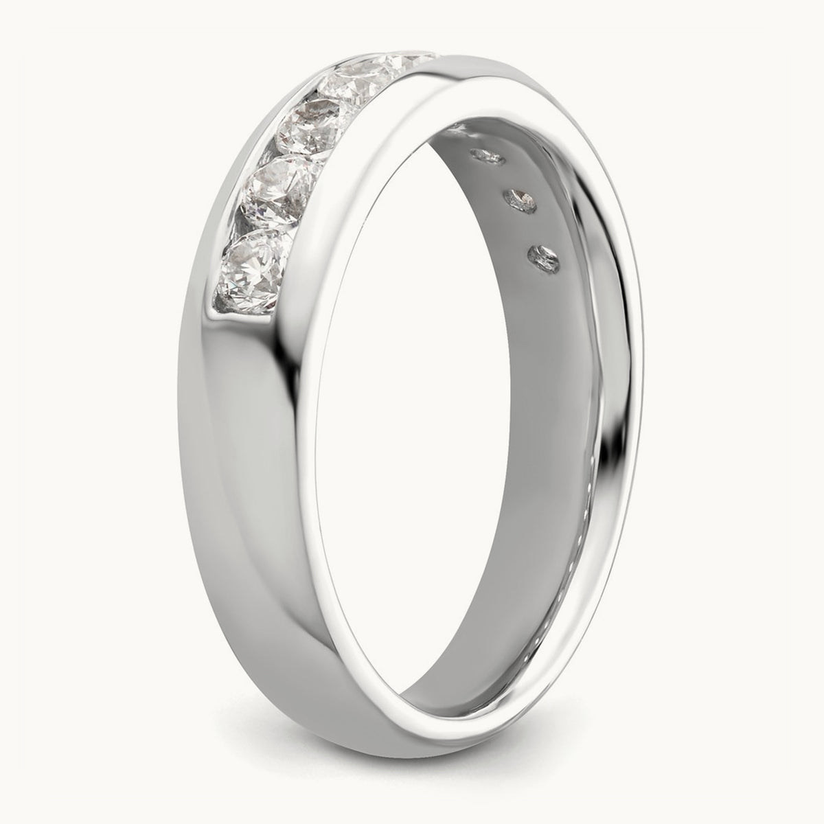 9-Stone Diamond Channel Band, 14K White Gold
