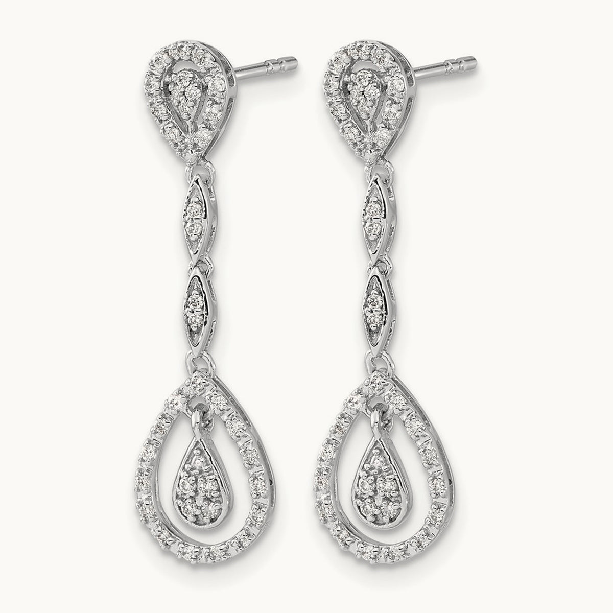 Teardrop Diamond Dangle Earrings — 28mm