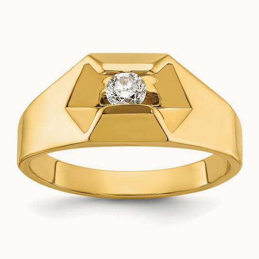 IBGoodman Men's Polished 1/4 Carat AA Diamond Ring, 14K