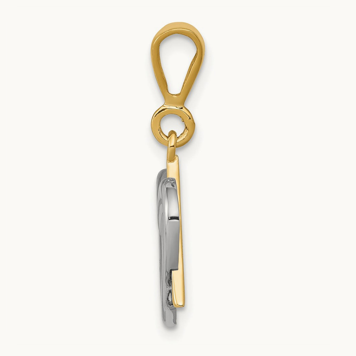 Star of David Heart Pendant, 14K Two-tone