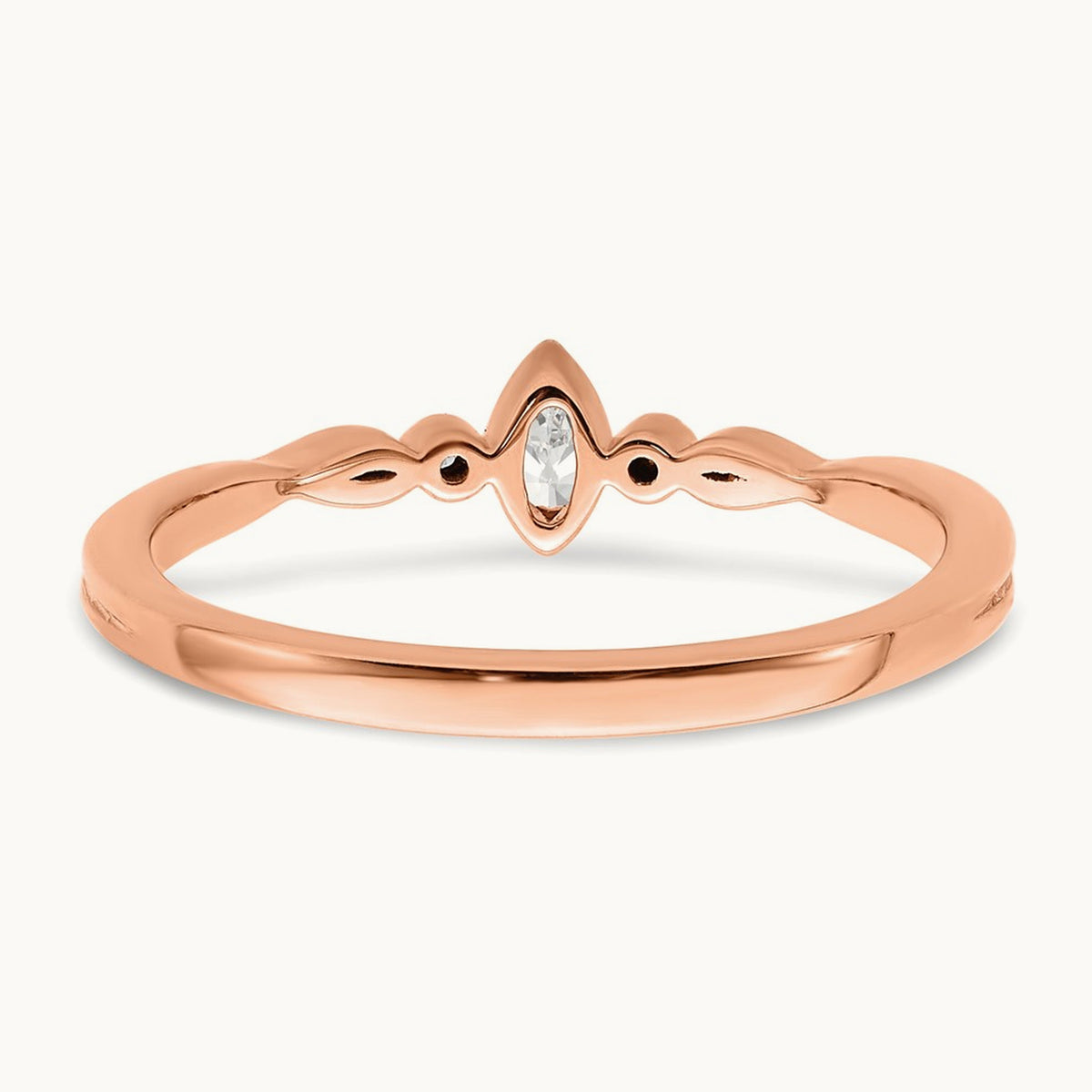 Petite Beaded Edge Marquise Complete Diamond Ring — 14K Rose Gold, 7
