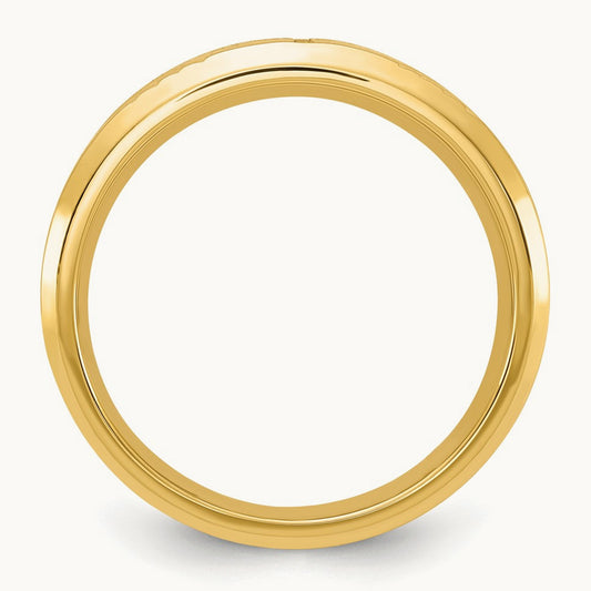 Brushed & Polished Yellow IP D/C Cross Tapered Band, 8mm, Stainless Steel