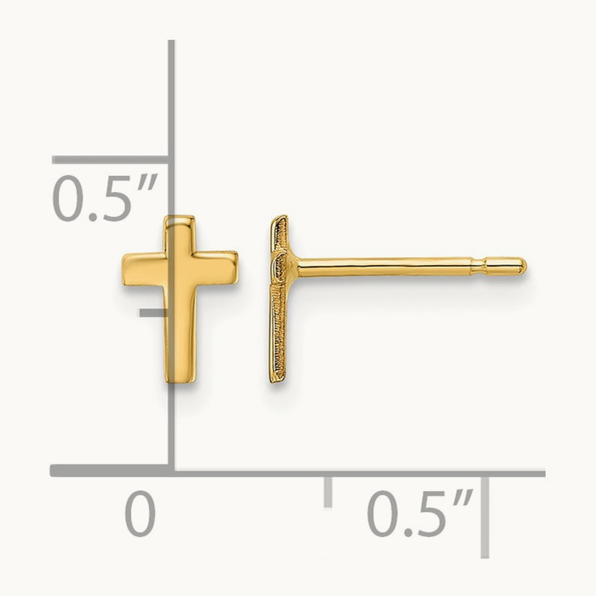 Polished Cross Post Earrings, 14K