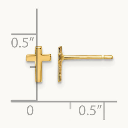 Polished Cross Post Earrings, 14K