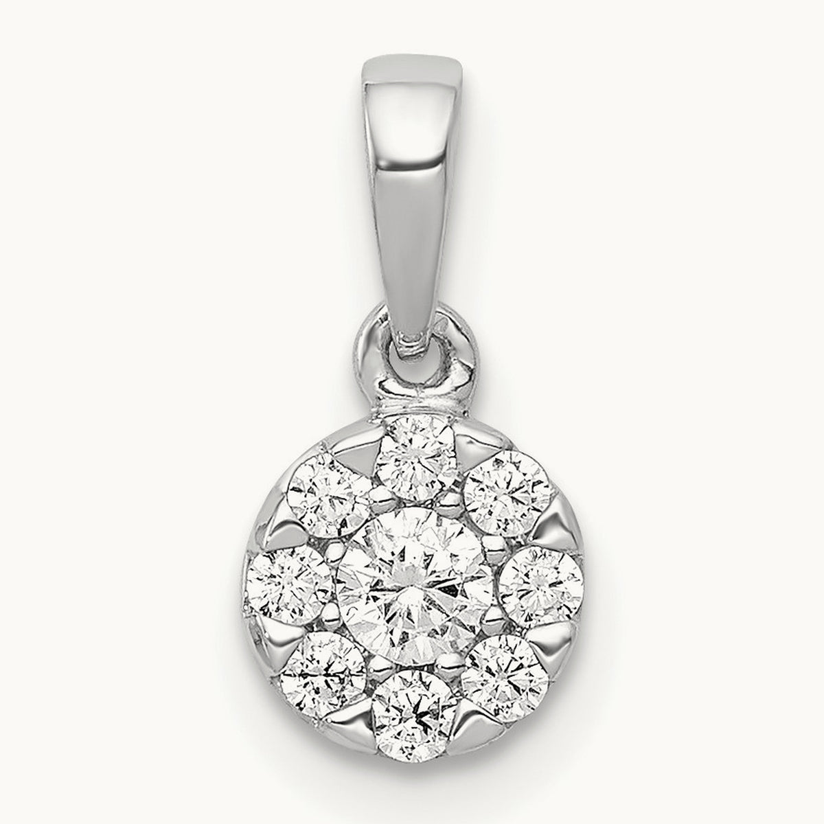 1/4ct. Diamond Circle Cluster Pendant, 14K White Gold