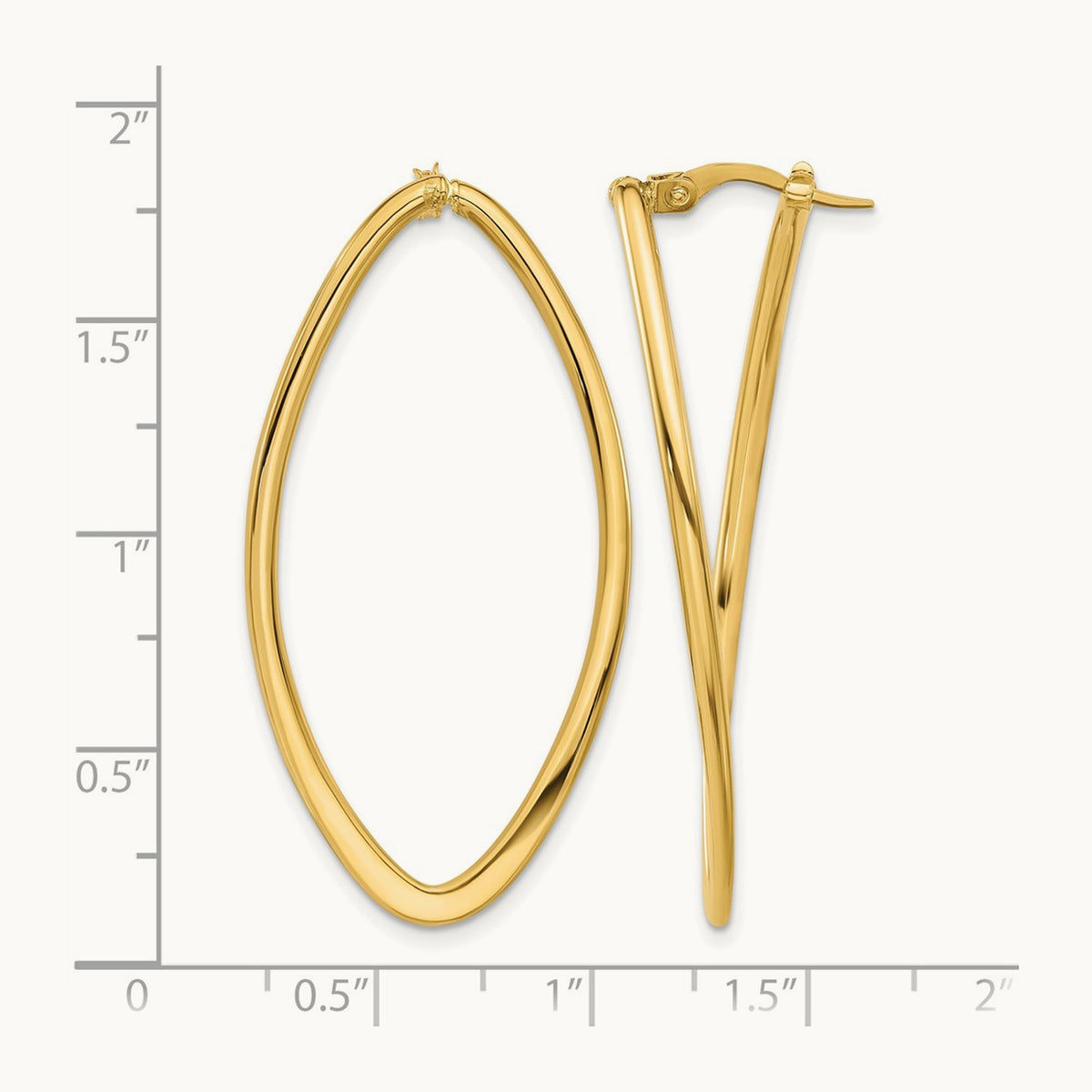 Polished Oval Hoop Earrings, 14K — Leslie's