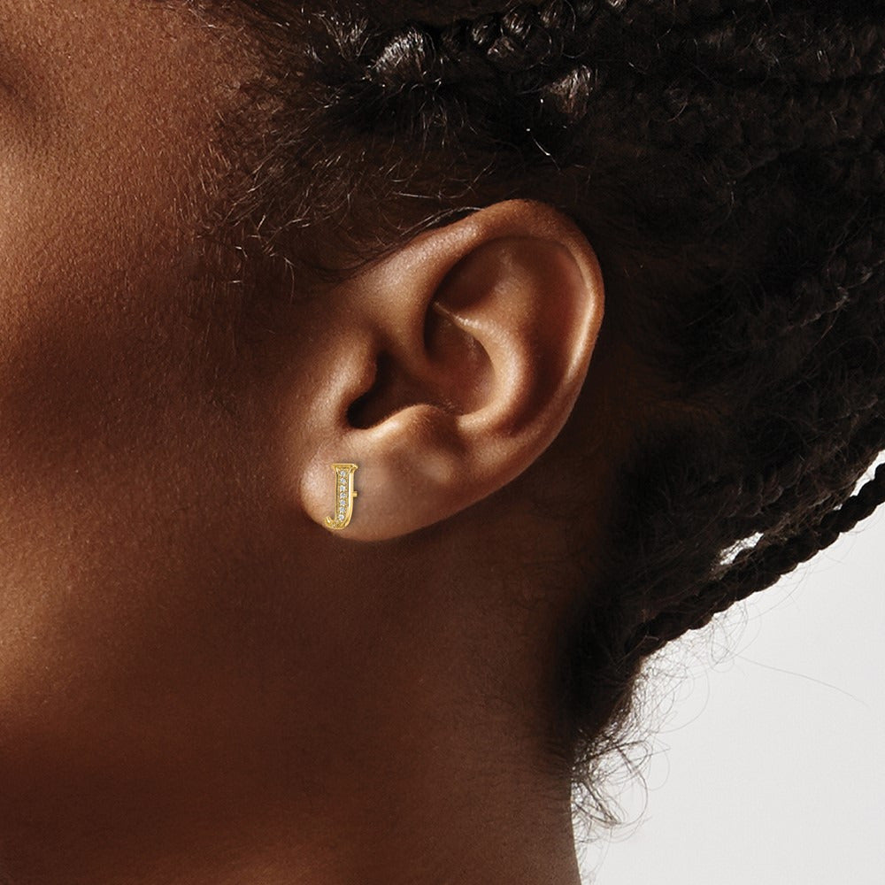 Diamond Earrings — 14K Yellow Gold, 8mm, J
