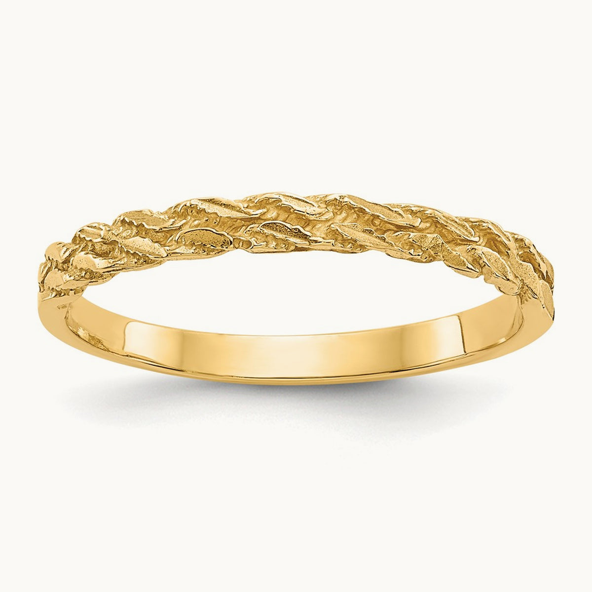 Diamond-cut Rope Ring, 14K
