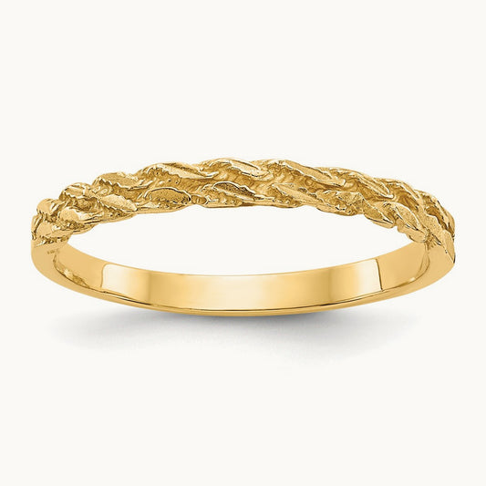 Diamond-cut Rope Ring, 14K