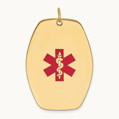 Red Enamel Medical Jewelry Pendant, 14K