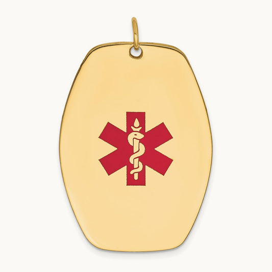 Red Enamel Medical Jewelry Pendant, 14K