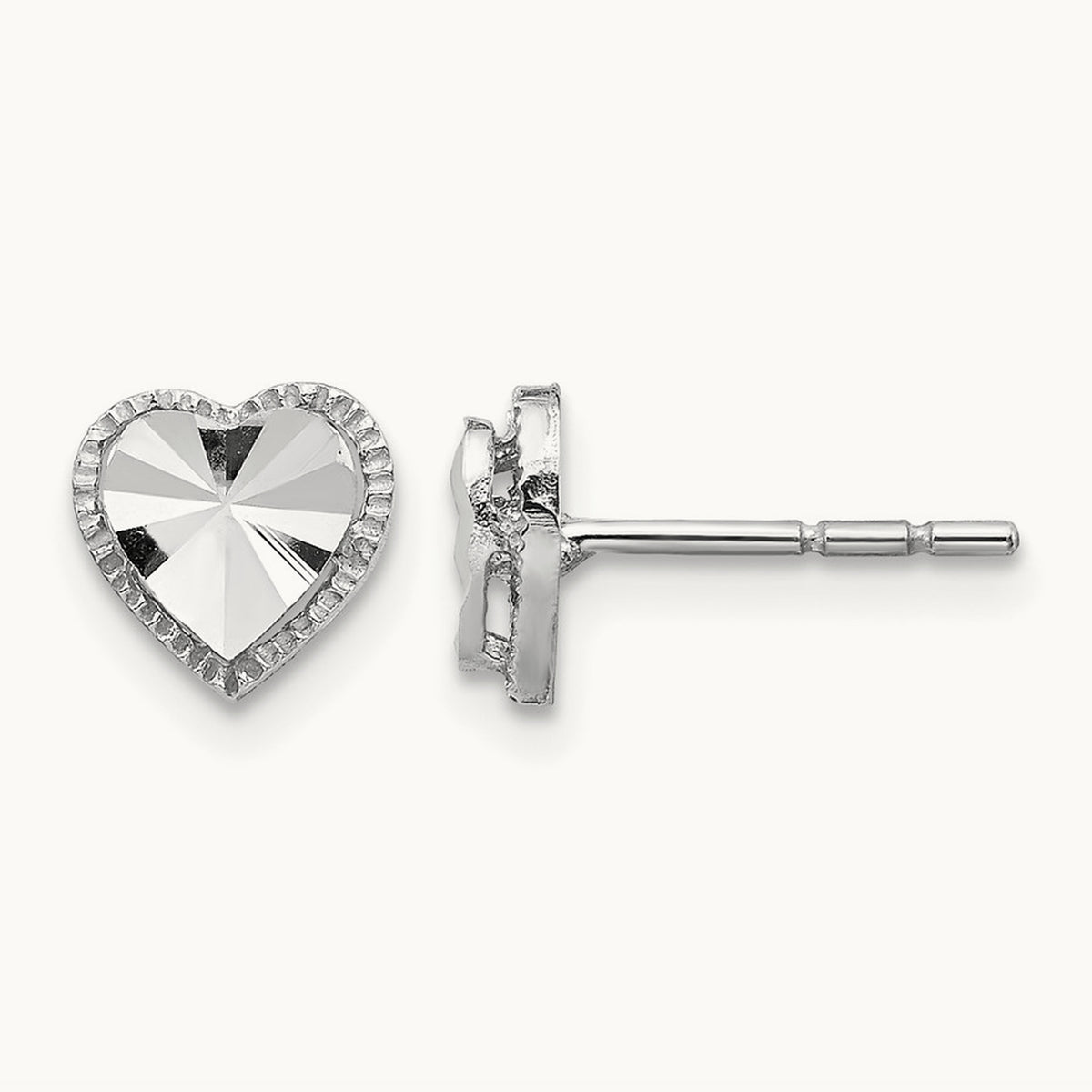 Diamond-Cut Heart Post Earrings — photo set