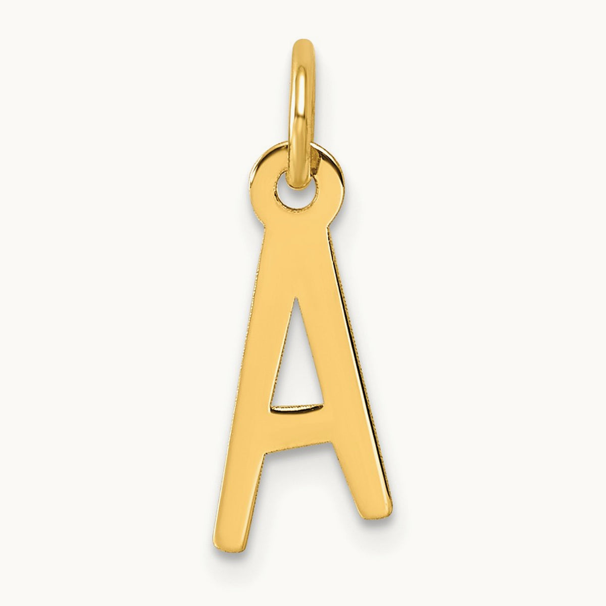 Slanted Block Initial Charm — 14K Yellow Gold, A