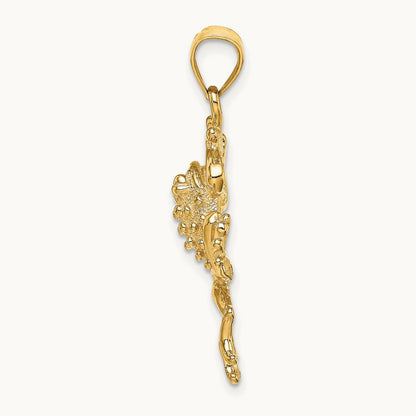 Frog w/ Textured Back Charm, 14K