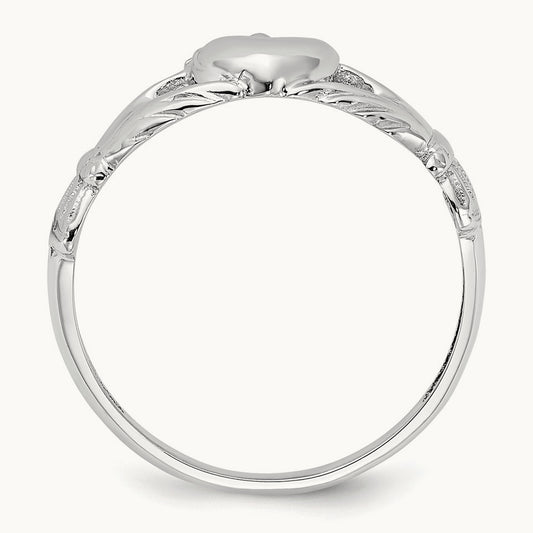 Polished Claddagh Ring, 14K White Gold