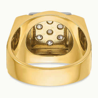 IBGoodman Men's Polished and Satin Diamond Cluster Ring, 14K Two-tone