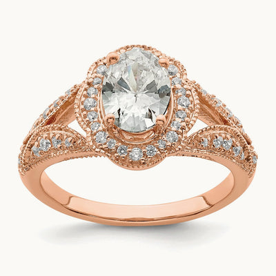 Vintage Halo Oval Semi-Mount Ring, 1.00 ct tw