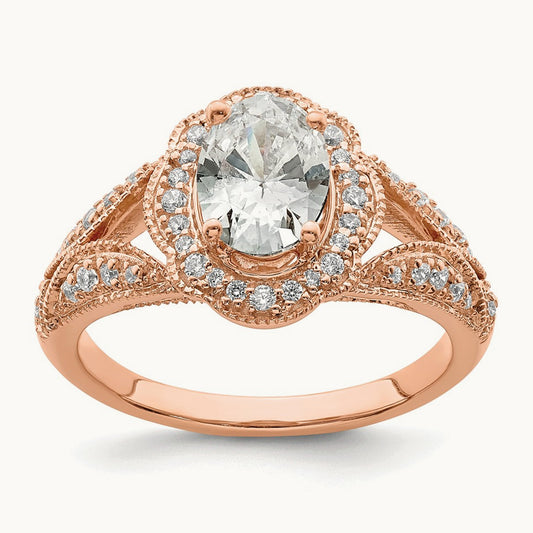Vintage Halo Oval Semi-Mount Ring, 1.00 ct tw