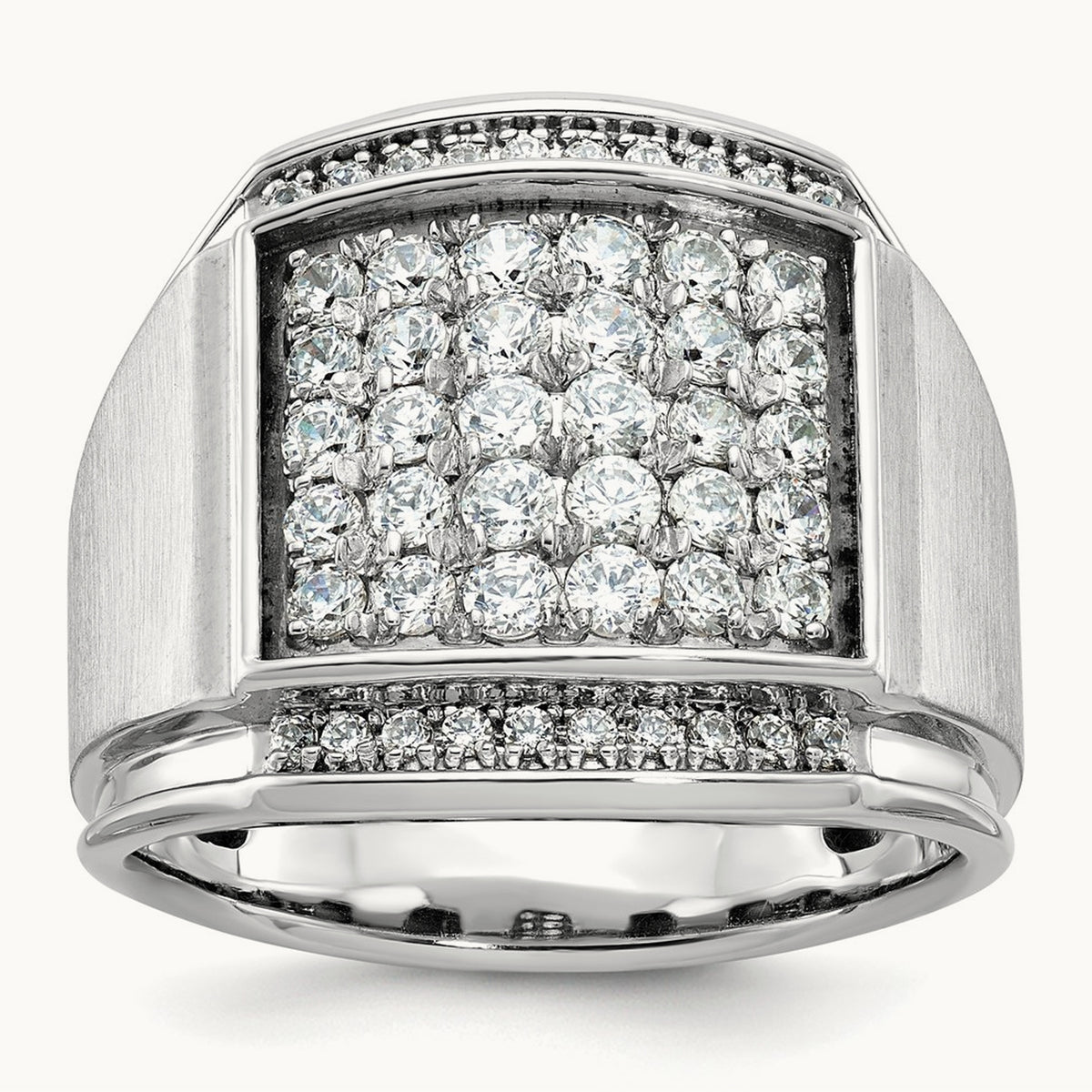 IBGoodman Men's Polished & Satin Diamond Cluster Ring, 14K White Gold