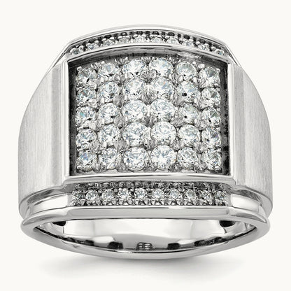 IBGoodman Men's Polished & Satin Diamond Cluster Ring, 14K White Gold