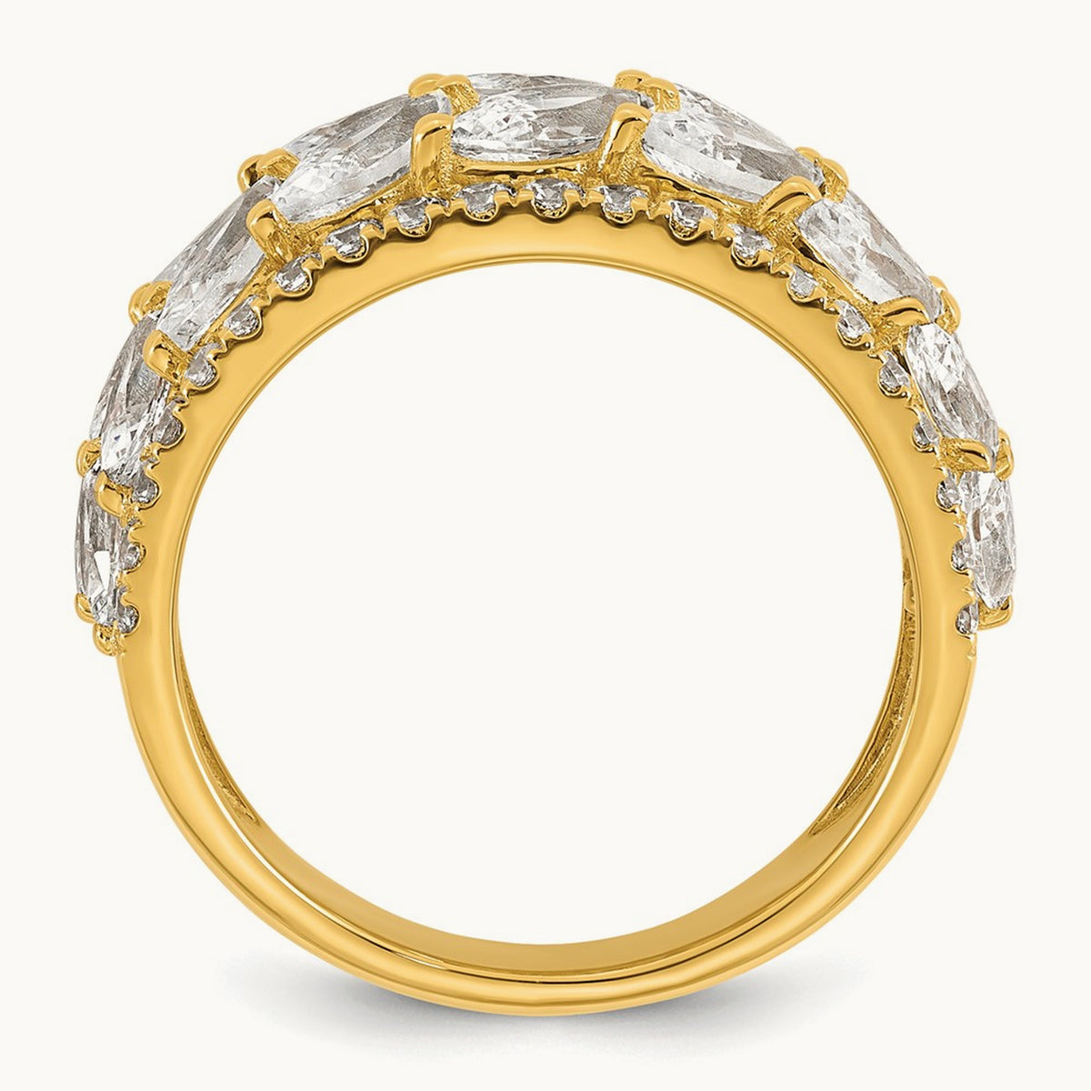 Double-Row Marquise Fashion Ring — 14K Yellow Gold, 7