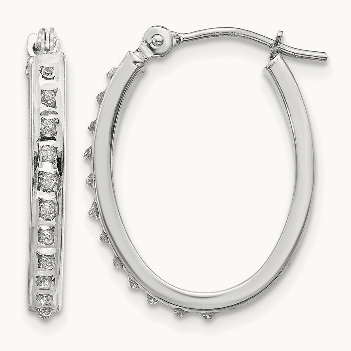 WG Diamond Fascination Diamond Dust/Accent Oval Hoop Earrings, 14K