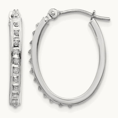 WG Diamond Fascination Diamond Dust/Accent Oval Hoop Earrings, 14K