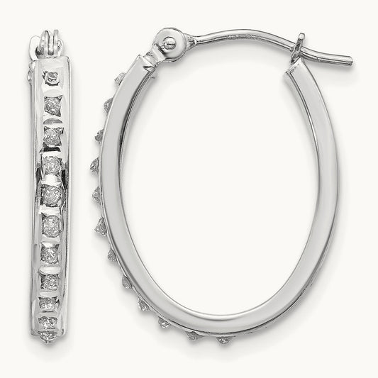 WG Diamond Fascination Diamond Dust/Accent Oval Hoop Earrings, 14K