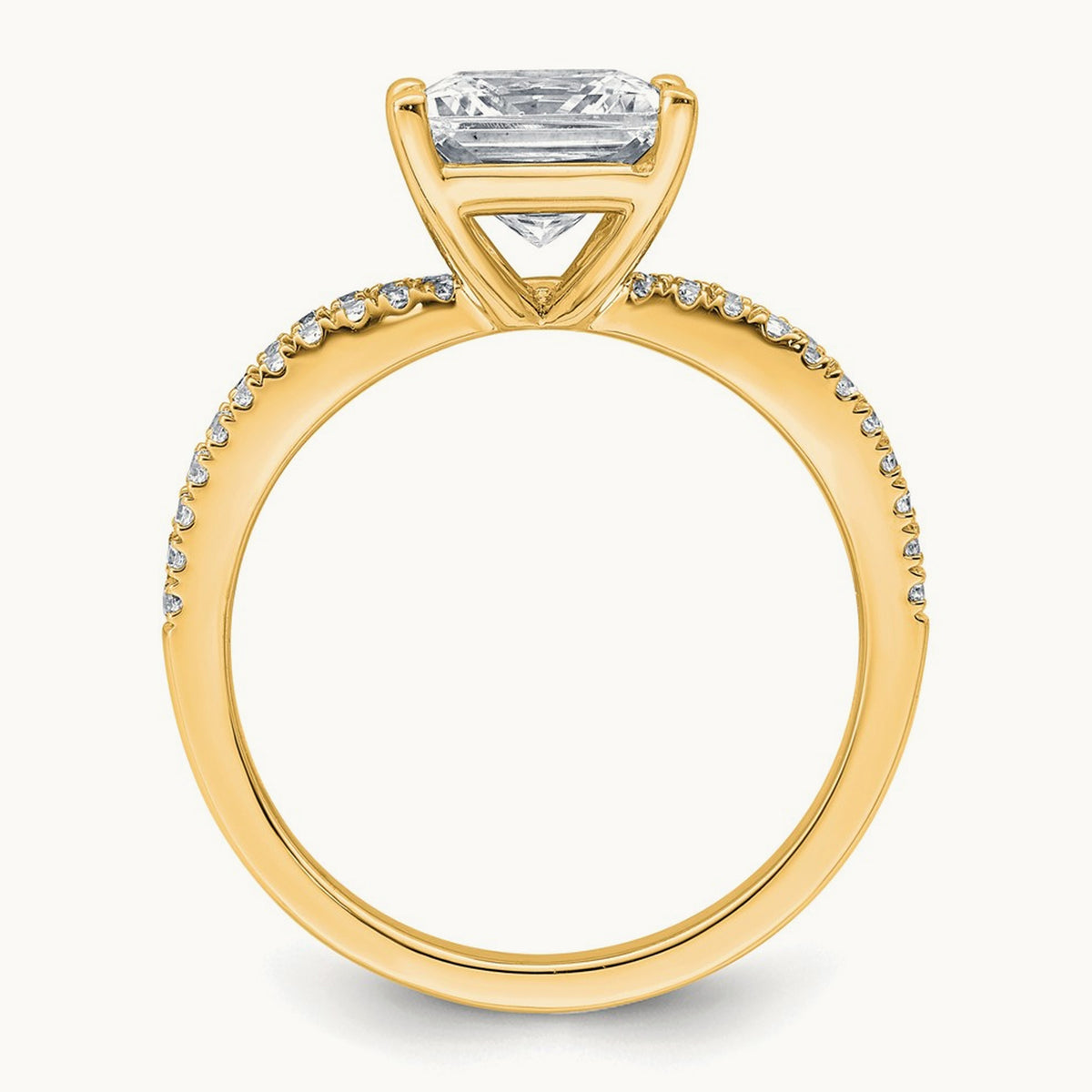Princess Engagement Ring, 1.25-2.75 ct tw Lab-Grown Diamond — 2 ct, 14K Yellow Gold
