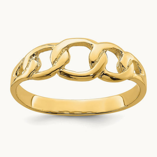 Polished Chain Link Ring, 14K