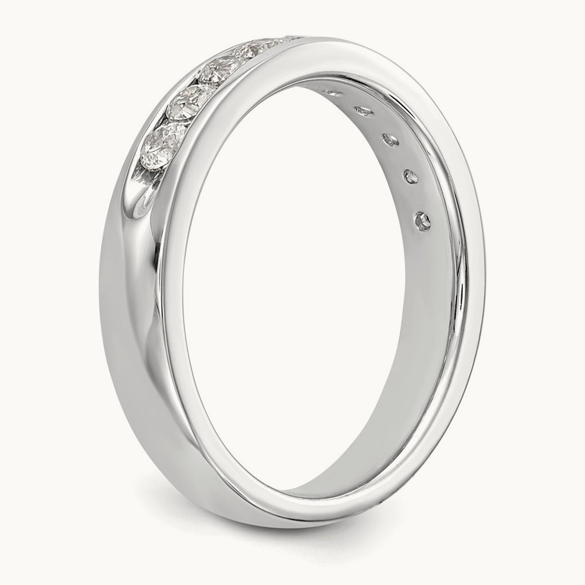10-Stone Diamond Channel Band, 14K White Gold