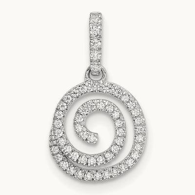 Circle Swirl Diamond Pendant, 14K White Gold