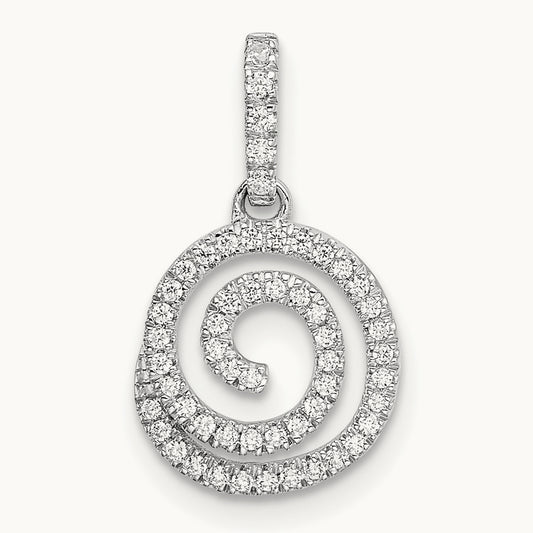 Circle Swirl Diamond Pendant, 14K White Gold