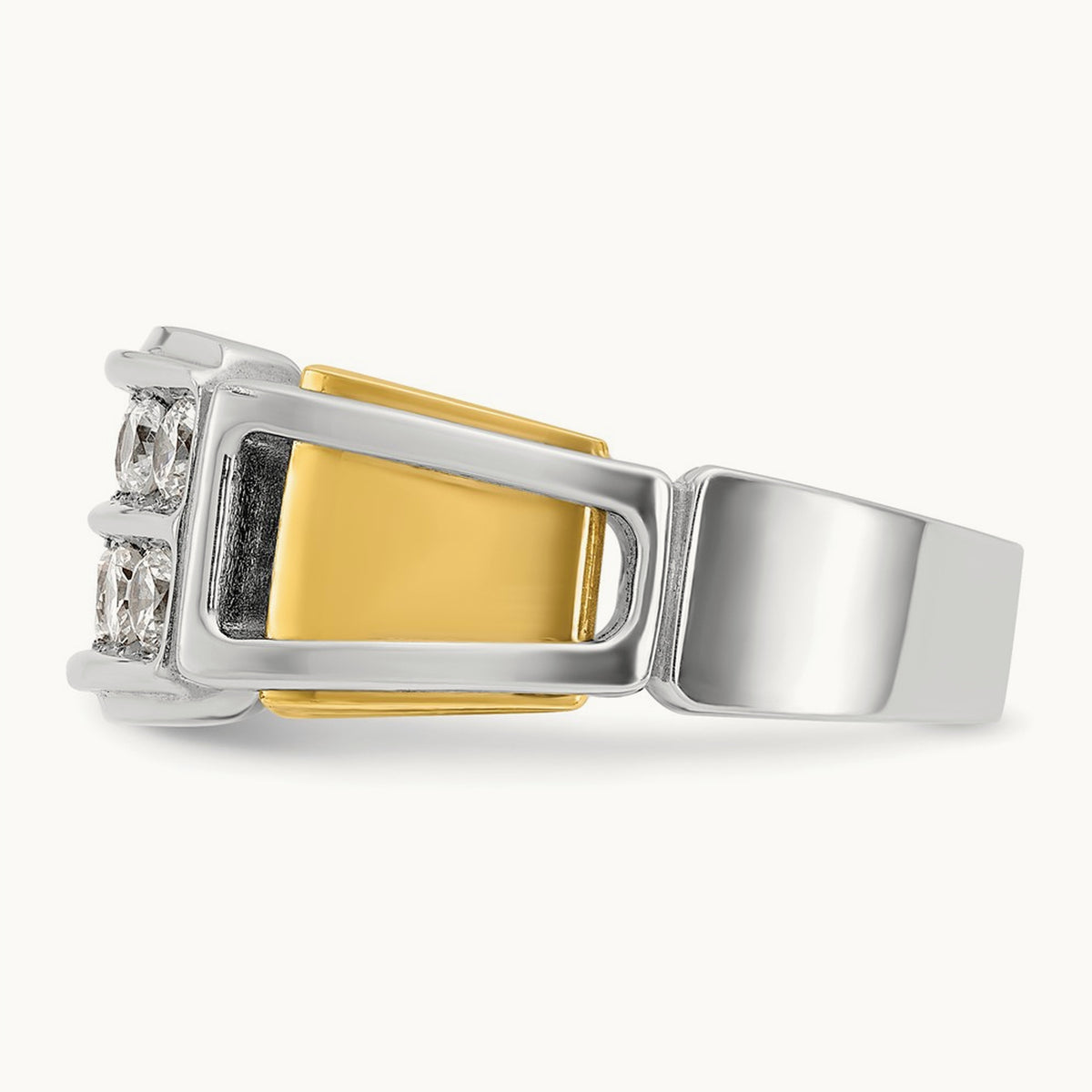 IBGoodman Men's Polished & Cut-Out 2-Row Diamond Ring, 14K Two-tone