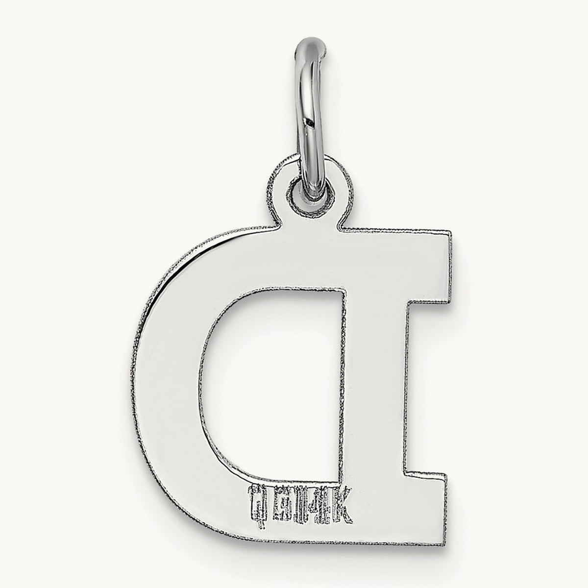 Small Block Initial Charm — 14K White Gold, D