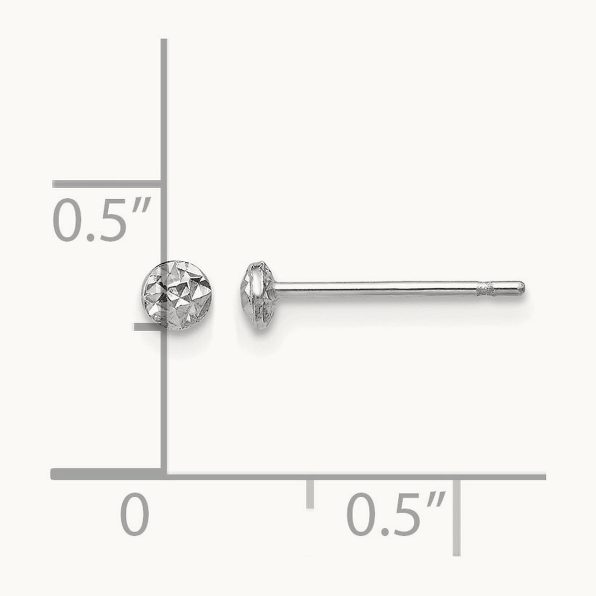 Puff Circle Stud Earrings — 14K White Gold, 3mm