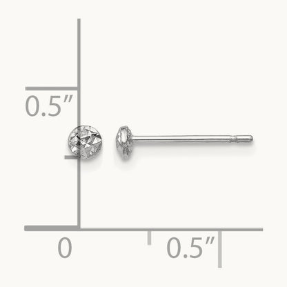 Puff Circle Stud Earrings — 14K White Gold, 3mm