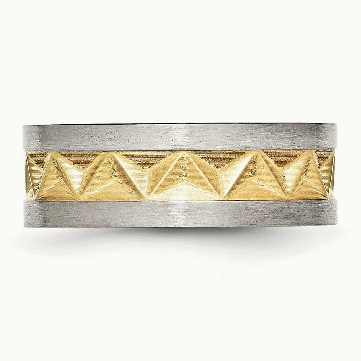 Brushed Yellow IP-plated Grooved Band — photo set