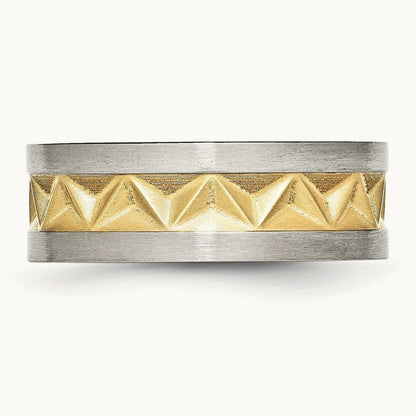 Brushed Yellow IP-plated Grooved Band — photo set