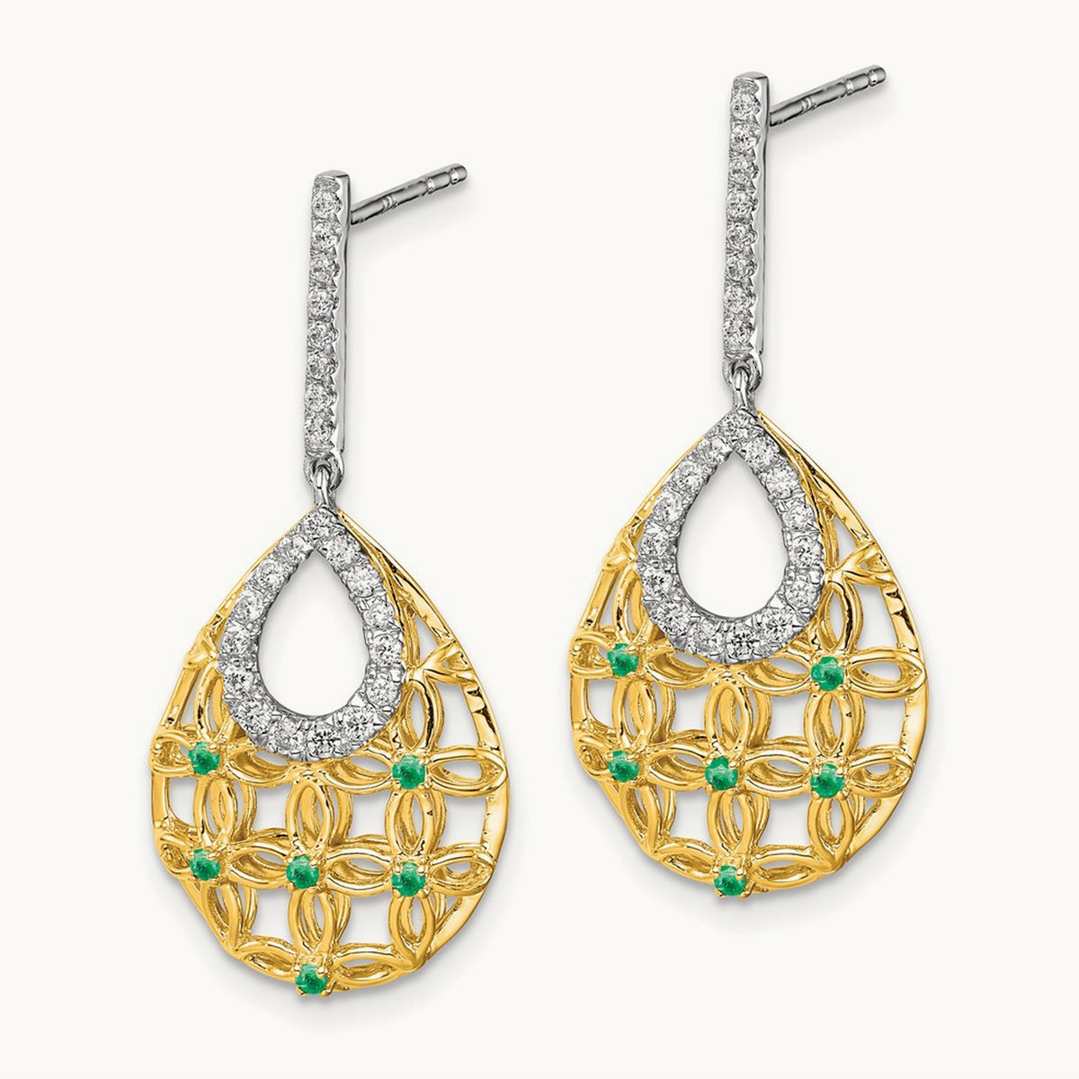 Emerald and Diamond Dangle Earrings — photo set