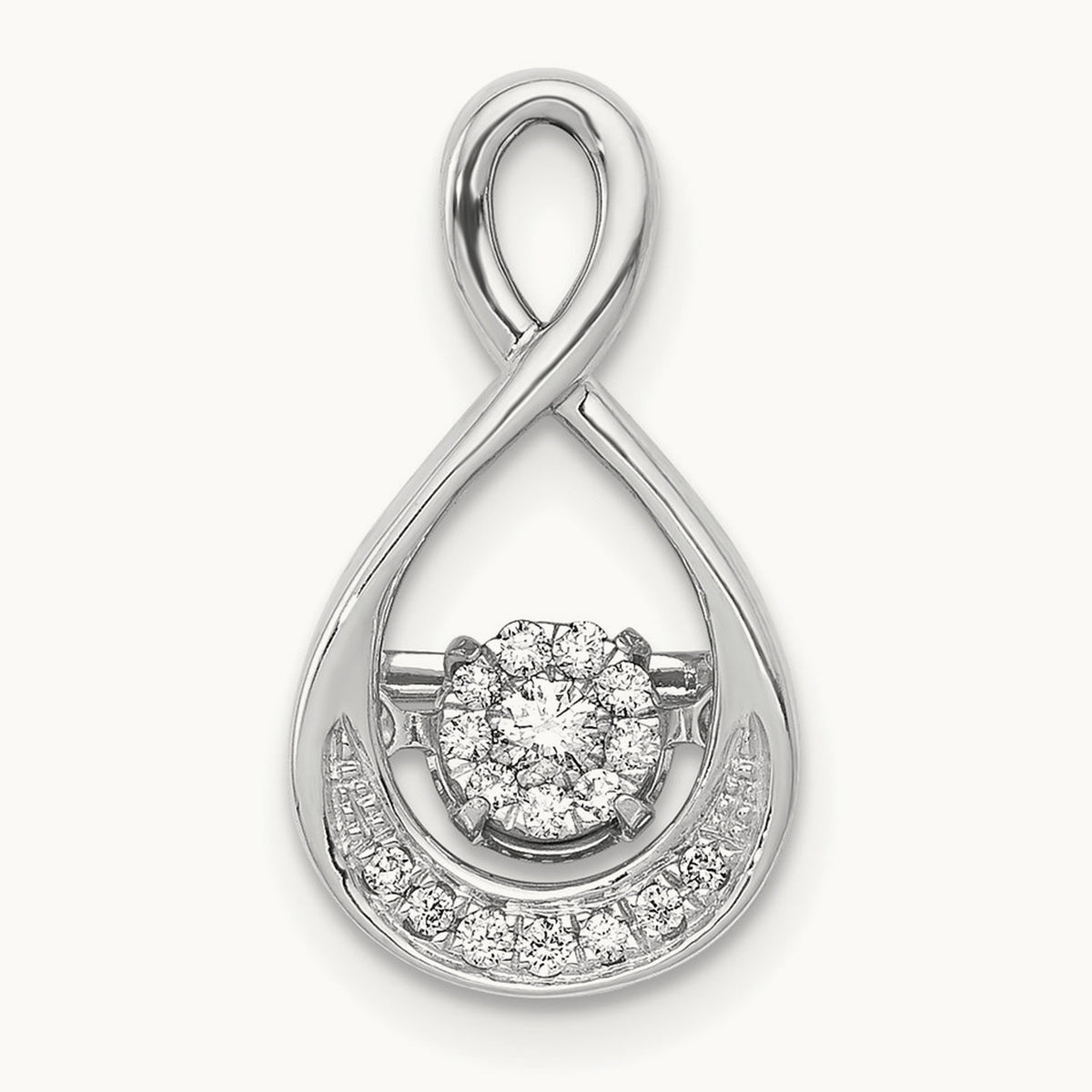 1/10ct. Vibrant Moving Diamond Teardrop Chain Slide Pendant, 14K White Gold