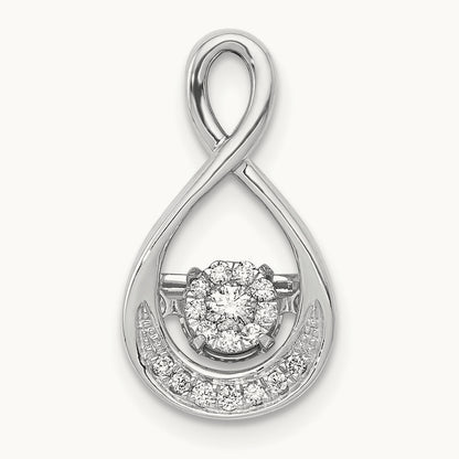 1/10ct. Vibrant Moving Diamond Teardrop Chain Slide Pendant, 14K White Gold