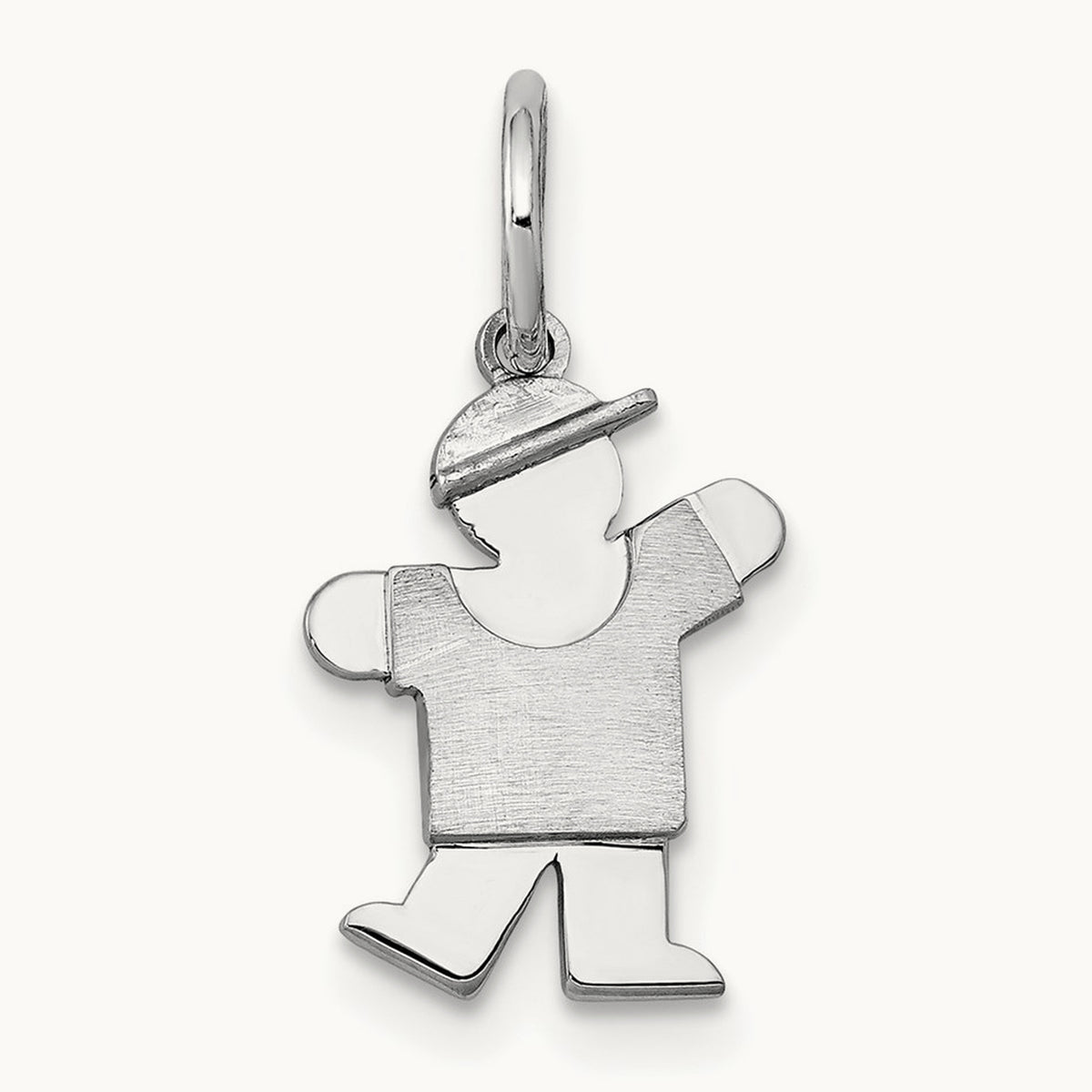 Mini Boy Kiss Charm — 14K White Gold