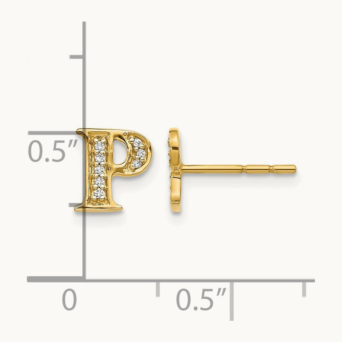 Diamond Earrings — 14K Yellow Gold, 8mm, P
