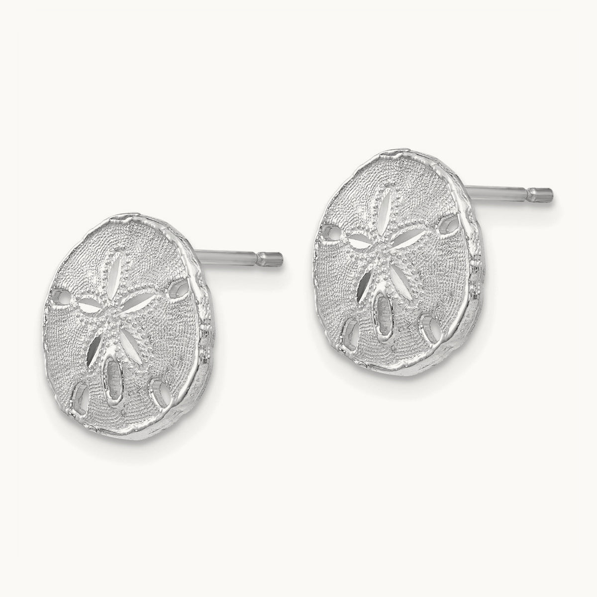 Sand Dollar Post Earrings — 14K White Gold