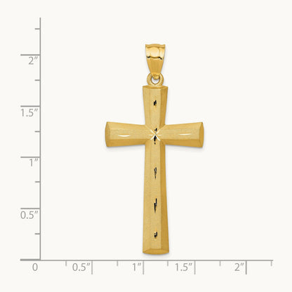 Satin and Diamond -Cut Cross Pendant, 14K