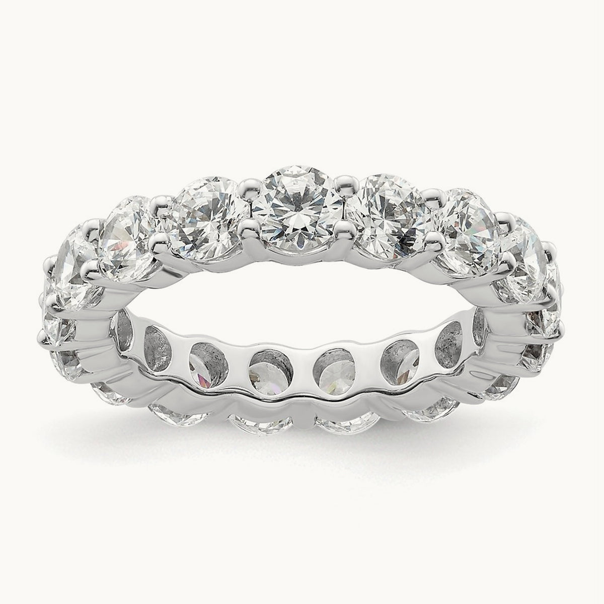 Polished Shared Prong Diamond Eternity Band, 3.00 ct tw — 14K White Gold