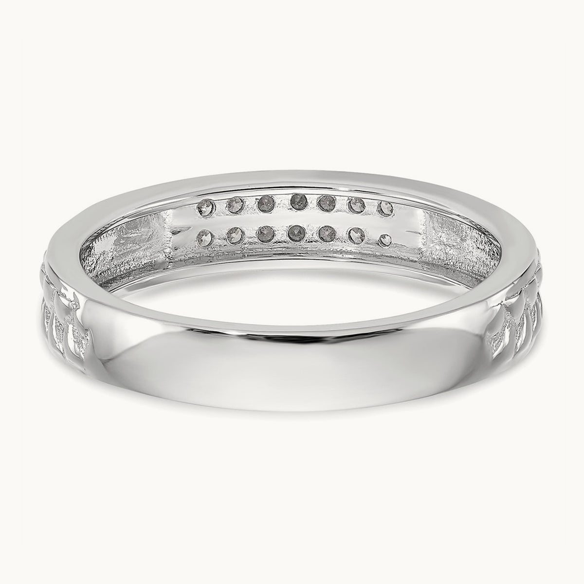 Diamond Trio Ladies Wedding Band, 10K White Gold