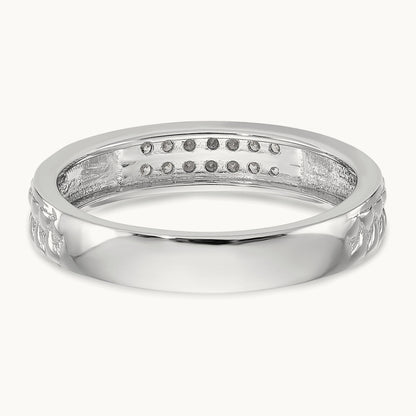 Diamond Trio Ladies Wedding Band, 14K White Gold