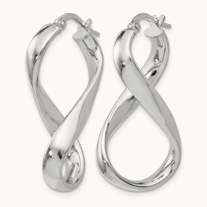 RH-plated Polished Twisted Hoop Earrings, Sterling Silver — Leslie's